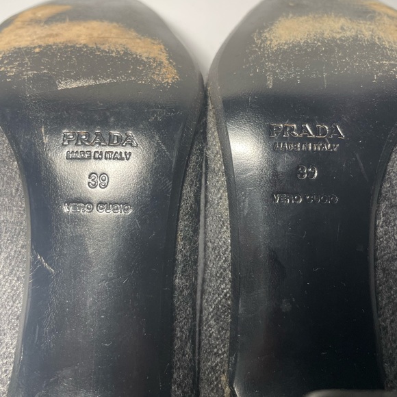 Prada charcoal gray wool pumps heels with - Picture 5 of 12